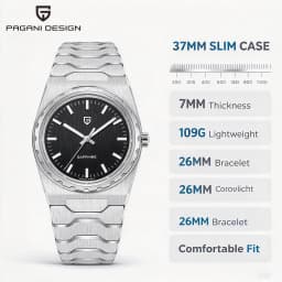 PAGANI DESIGN 2026 New VJ21 37MM Men Quartz Watch V2 Sapphire Stainless Steel Waterproof 10Bar Thin 7MM Luminous C3 Reloj Hombre