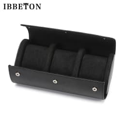 IBBETON 3-Slot Watch Roll Travel Case Portable Vintage Leather Watch Display Case Watch Storage Box Watch Organizers of Men Gift
