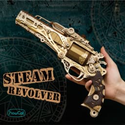 MMZ MODEL DIY 3D Wooden Puzzle Steam Revolver Assembly Model Kits Toys For Children Kids Girls Birthday Gift
