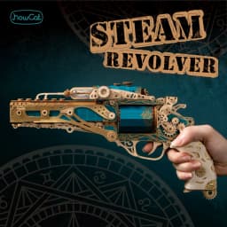 MMZ MODEL DIY 3D Wooden Puzzle Steam Revolver Assembly Model Kits Toys For Children Kids Girls Birthday Gift