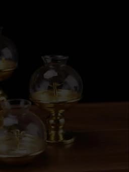 Golden Oil Lamp For Buddha With Glass Windproof Cover,Metal Buddhist Lantern Burner,Religious Candlestick Item