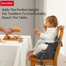 Baby Booster Seat Travel Booster Seat for Kitchen Chair PU Washable Straps Safety Buckle Portable Travel Toddler Booster Seat