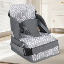 Baby Booster Seat Travel Booster Seat for Kitchen Chair PU Washable Straps Safety Buckle Portable Travel Toddler Booster Seat