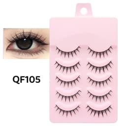 DINGSEN 5 Pairs Manga Lashes Eyes Lashes Soft Natural Long Eyelashes Fake Lashes Anime Wispy Strip False Eyelashes Makeup