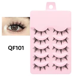 DINGSEN 5 Pairs Manga Lashes Eyes Lashes Soft Natural Long Eyelashes Fake Lashes Anime Wispy Strip False Eyelashes Makeup