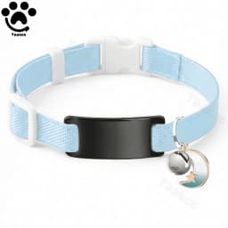 Customized Fashion Elastic Cat Collar Free Engraved Puppy Kitten Anti-lost Pet ID Nameplate Necklace With Bell & Moon Ornament