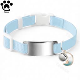 Customized Fashion Elastic Cat Collar Free Engraved Puppy Kitten Anti-lost Pet ID Nameplate Necklace With Bell & Moon Ornament