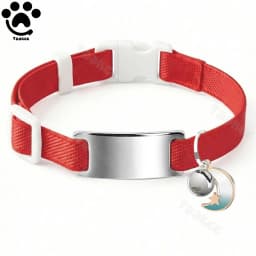 Customized Fashion Elastic Cat Collar Free Engraved Puppy Kitten Anti-lost Pet ID Nameplate Necklace With Bell & Moon Ornament