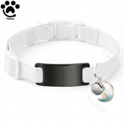 Customized Fashion Elastic Cat Collar Free Engraved Puppy Kitten Anti-lost Pet ID Nameplate Necklace With Bell & Moon Ornament