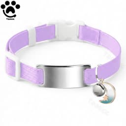Customized Fashion Elastic Cat Collar Free Engraved Puppy Kitten Anti-lost Pet ID Nameplate Necklace With Bell & Moon Ornament