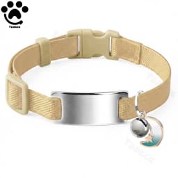 Customized Fashion Elastic Cat Collar Free Engraved Puppy Kitten Anti-lost Pet ID Nameplate Necklace With Bell & Moon Ornament