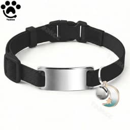 Customized Fashion Elastic Cat Collar Free Engraved Puppy Kitten Anti-lost Pet ID Nameplate Necklace With Bell & Moon Ornament