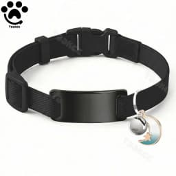 Customized Fashion Elastic Cat Collar Free Engraved Puppy Kitten Anti-lost Pet ID Nameplate Necklace With Bell & Moon Ornament