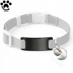 Customized Fashion Elastic Cat Collar Free Engraved Puppy Kitten Anti-lost Pet ID Nameplate Necklace With Bell & Moon Ornament