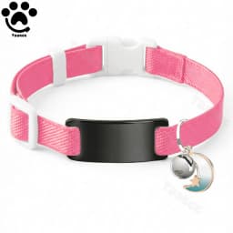 Customized Fashion Elastic Cat Collar Free Engraved Puppy Kitten Anti-lost Pet ID Nameplate Necklace With Bell & Moon Ornament
