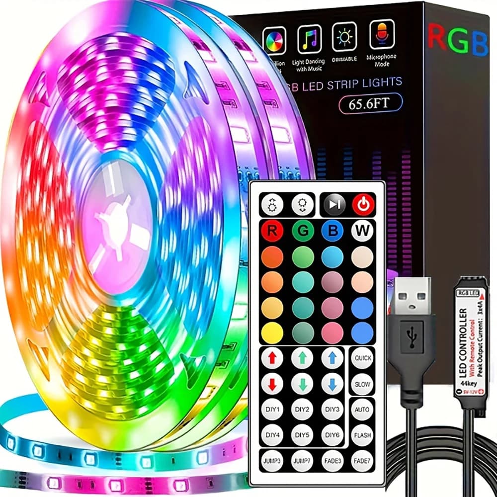 Led Strip Lights with 44 Key Remote Control 1m 5m 10m 20m RGB Tape Led Wall Room for Home Bedroom Party Decor TV Backlight
