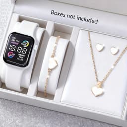 6-Piece Set of Fashion Electronic Watch Necklace Earrings Ring Set for Teenagers Boys and Girls, the Best Choice for Friend