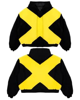 2026 American fashion brand black and yellow cross-shaped jacket high street style loose stand-up collar zipper cardigan jackett