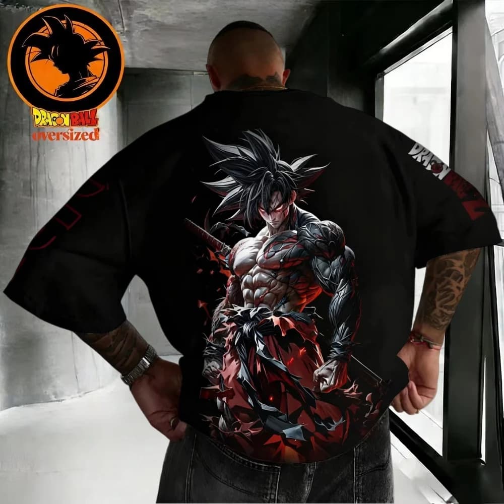 2026 Summer Dragon Ball Retro High Quality Cotton Men's Oversized T-shirt Goku Black Printed Unisex Children's Casual Shirt