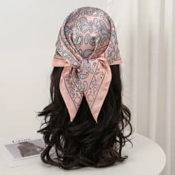 Bohemian Style Floral Print Women’s Square Silk Scarf Satin Head Wrap Tropical Leaf Flower Design Scarves Bandana Hijab