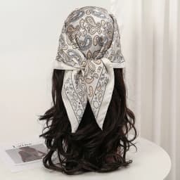 Bohemian Style Floral Print Women’s Square Silk Scarf Satin Head Wrap Tropical Leaf Flower Design Scarves Bandana Hijab