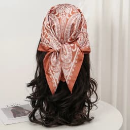 Bohemian Style Floral Print Women’s Square Silk Scarf Satin Head Wrap Tropical Leaf Flower Design Scarves Bandana Hijab