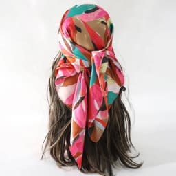 Bohemian Style Floral Print Women’s Square Silk Scarf Satin Head Wrap Tropical Leaf Flower Design Scarves Bandana Hijab