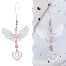 Lovely Wings Bow Heart Mobile Strap Phone Pendant Chain For Girls Women Fashion Sweet Keychain Bags Decorative Accessories Gifts