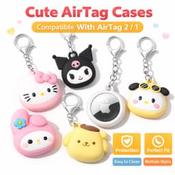 Cute Silicone AirTag Case Keychain For Apple AirTag Shockproof Protective Cover, Cartoon Key Ring Holder
