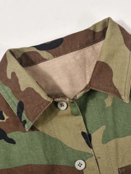 DEAT Fashion Women Jacket Turn-down Collar Butterfly Sleeve Single Breasted Camouflage Print Short Coat Spring 2025 New 17A7035