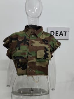 DEAT Fashion Women Jacket Turn-down Collar Butterfly Sleeve Single Breasted Camouflage Print Short Coat Spring 2025 New 17A7035