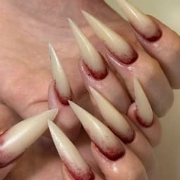 24pcs Nude Color False Nails For Halloween Blood Stained Jade Bone Long Pointed Press On Nails Acrylic Material Party Fake Nail