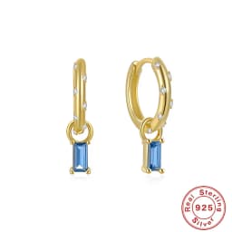 ROXI Rhombus Color Zircon Pendant Earrings 925 Sterling Silver Accessories Versatile Jewelry Ladies Classic Elegant Earrings