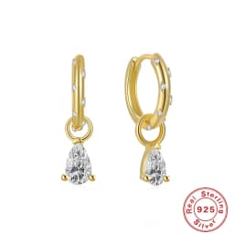 ROXI Rhombus Color Zircon Pendant Earrings 925 Sterling Silver Accessories Versatile Jewelry Ladies Classic Elegant Earrings