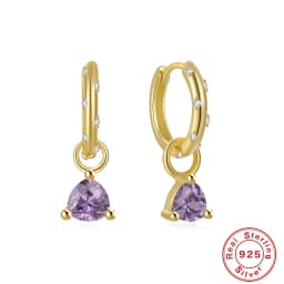 ROXI Rhombus Color Zircon Pendant Earrings 925 Sterling Silver Accessories Versatile Jewelry Ladies Classic Elegant Earrings