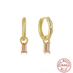 ROXI Rhombus Color Zircon Pendant Earrings 925 Sterling Silver Accessories Versatile Jewelry Ladies Classic Elegant Earrings