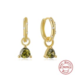 ROXI Rhombus Color Zircon Pendant Earrings 925 Sterling Silver Accessories Versatile Jewelry Ladies Classic Elegant Earrings