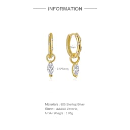ROXI Rhombus Color Zircon Pendant Earrings 925 Sterling Silver Accessories Versatile Jewelry Ladies Classic Elegant Earrings