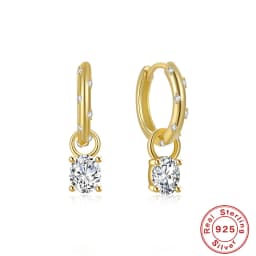ROXI Rhombus Color Zircon Pendant Earrings 925 Sterling Silver Accessories Versatile Jewelry Ladies Classic Elegant Earrings