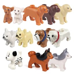 Compatible Animals Building Blocks for Children MOC Golden Hair Police Dog Husky Bulldog Chihuahua Model Bricks Kids DIY Toys 5p