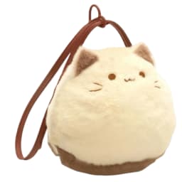 Cute Plush Cat Handbag Adorable Stuffed Animal Hand-Made Backpack Large Capacity Shoulder Bag Cartoon Daypack For Kids Girls