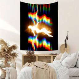VIKAMA Chic Aesthetic Tapestry, Rainbow Neon Figure Polyester Decor, All-Season for Bedroom, Living Room, Home Decoration