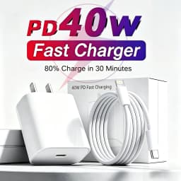 Original PD 40W EU US Fast Charger For iPhone 18 17 16 15 14 13 11 12 Pro Max Plus Air USB-C Cable Braided Fast Charging Type-C