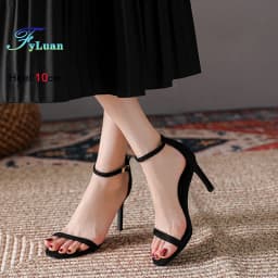 2025 Summer New 6cm High Heels Women's Sandals Solid Color One Word Buckle Ladies Slingback 10cm Super High Heels Dress Sandals
