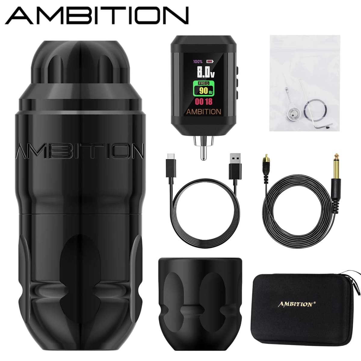 Ambition Lutin Stroke 4.0+3.5mm Straight Rod Rotaty Tattoo Machine Tattoo Pen Brushless Motor Match 2200mAh RCA Wireless Battery