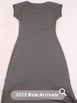 BOOFEENAA Short Sleeve Backless Long Dresses Sexy Outfits for Women Clothes Basics Casual Bodycon Grey Black Dress C71-BH23