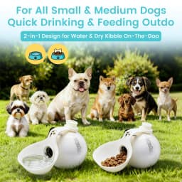 Portable Dog Water Bottle, 10 oz Stainless Steel Pet Travel Dispenser with Silicone Foldable Bowl, Leak Proof Tumbler