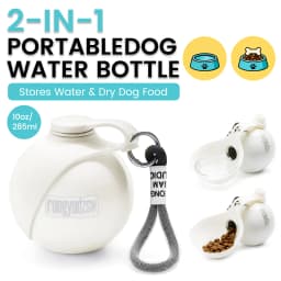 Portable Dog Water Bottle, 10 oz Stainless Steel Pet Travel Dispenser with Silicone Foldable Bowl, Leak Proof Tumbler