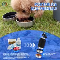 OKKPETS 32Oz 3 in 1 Stainless Steel Dog Water Bottle 1000ml Outdoor Travel Portable Pet Insulated Feeder Dog Bowl Food Bottle