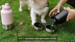 OKKPETS 32Oz 3 in 1 Stainless Steel Dog Water Bottle 1000ml Outdoor Travel Portable Pet Insulated Feeder Dog Bowl Food Bottle